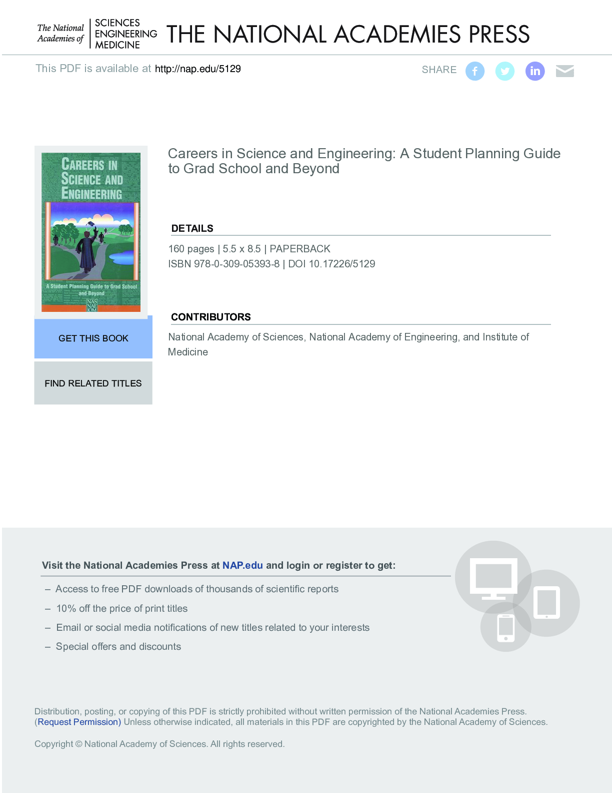 Preview image for Careers in Science and Engineering: A Student Planning Guide to Grad School and Beyond